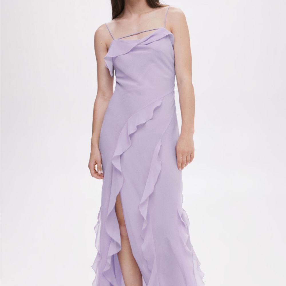 Elegant Lavender Mango Ruffled Dress